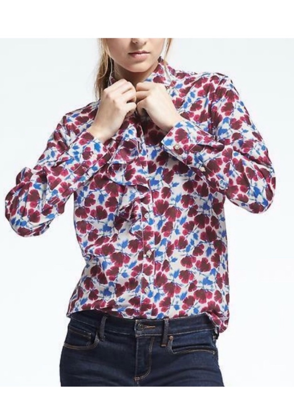Bundle of 2 Banana Republic XS DillonShirt in White, Blue & Purple